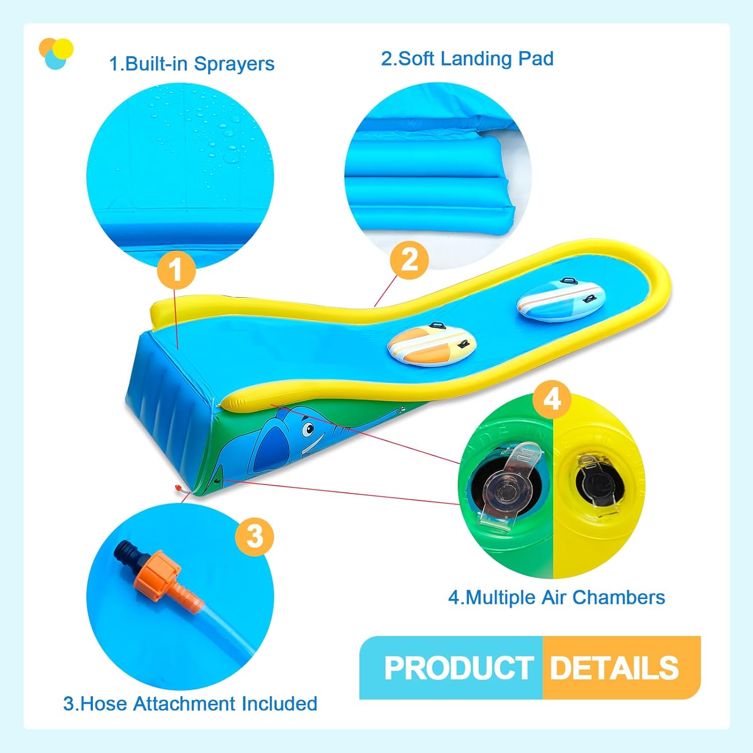 ☀️Children's Inflatable Slide💦with Water Sprinkler