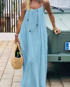 ☀️Women's Solid Color Backless Cami Dress